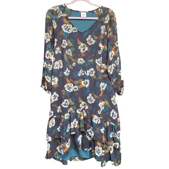NWOT CAbi Pirouette Floral Semi Sheer Long Sleeve Tiered Dress Style 3460 Size M - Picture 5 of 6